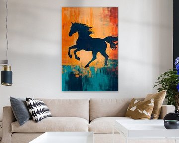 Jumping horse in vibrant colours by Poster Art Shop