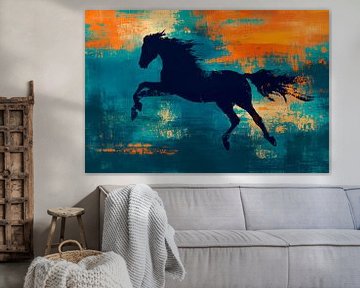 Jumping horse in a play of colours by Poster Art Shop
