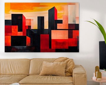 Urban silhouettes in the sunset by Poster Art Shop