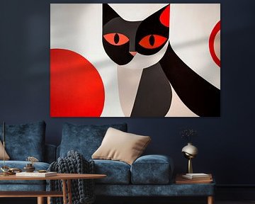 Gestileerde kat met rode accenten van Poster Art Shop