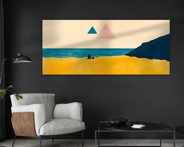 Strandlandschap met geometrische vormen van Poster Art Shop