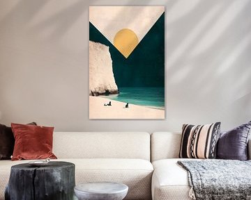 Beach landscape with geometric sun by Poster Art Shop