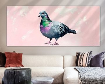 Dove on a soft rosé background by Poster Art Shop