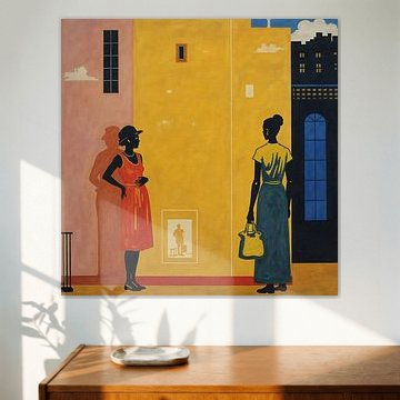 Gefluisterde geheimen in een zonovergoten straat