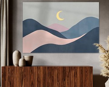 Dreamlike hilly landscape with moonlight by Poster Art Shop