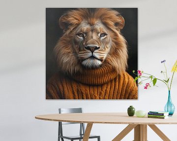 Leeuw gekleed voor de winter van Ton Kuijpers