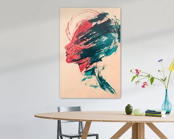Kleuren samenvoegen - Het profiel van een vrouw van Poster Art Shop
