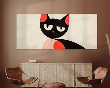 Playful and creative cat in black and red by Poster Art Shop
