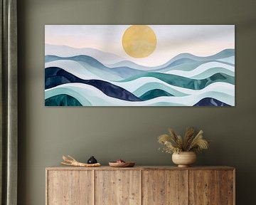 Wavescape with radiant sun by Poster Art Shop
