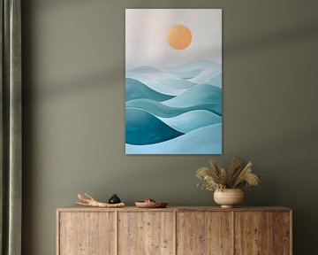 Golflandschap onder gouden licht van Poster Art Shop