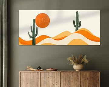Desert landscape with cacti and sun by Poster Art Shop