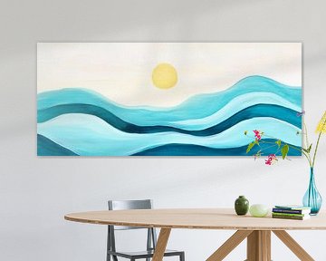 Une mer de vagues sous un soleil radieux sur Poster Art Shop