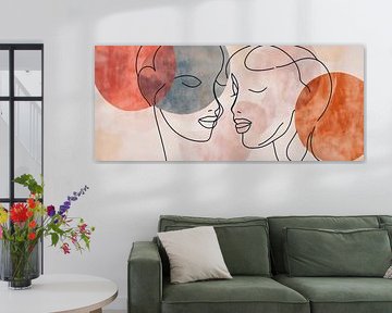 Twee gezichten in een zachte lijnstijl van Poster Art Shop