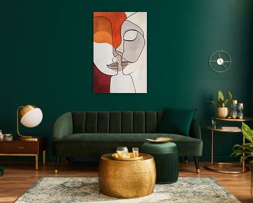 Two faces in a modern line style by Poster Art Shop