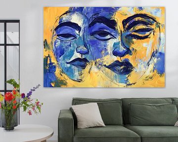 Two-faced symbiosis in blue and yellow by Poster Art Shop