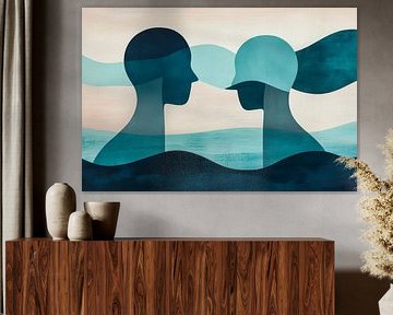 Two silhouettes in a soft play of colours by Poster Art Shop