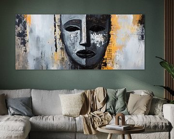 Two-coloured mask expression with gold accents by Poster Art Shop