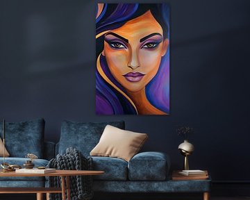 Feminine portrait in vibrant colours by Poster Art Shop