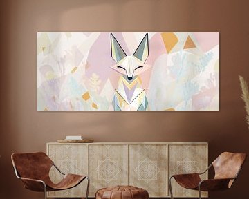 Geometrische vos in zachte kleuren van Poster Art Shop