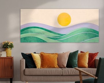 Zonsopgang over glooiende heuvels van Poster Art Shop