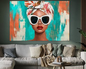Modern beauty with sunglasses and scarf by Poster Art Shop