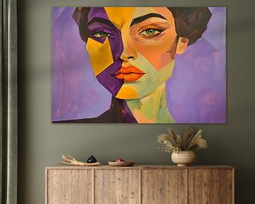 Colourful portrait of a woman in profile by Poster Art Shop