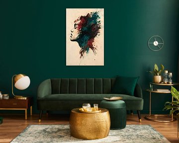 Colourful portrait of a woman in profile by Poster Art Shop