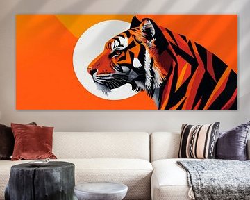 Tiger profile in front of a glowing sunset by Poster Art Shop