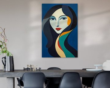 Coloured portrait study of a woman by Poster Art Shop
