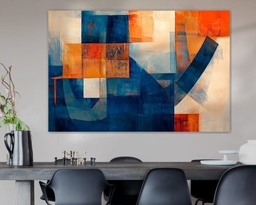 Geometric harmony in blue and orange by Poster Art Shop