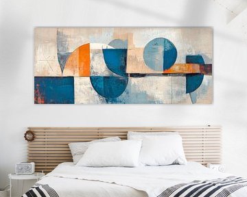 Geometric harmony in blue and orange by Poster Art Shop