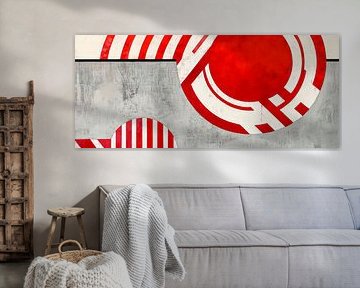 Geometric composition in red and grey by Poster Art Shop