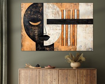 Geometric portrait in earth tones by Poster Art Shop