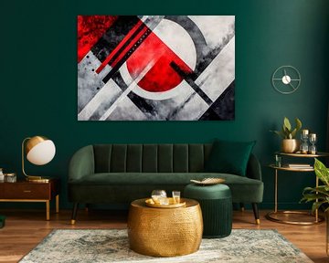Geometric composition in red and black by Poster Art Shop