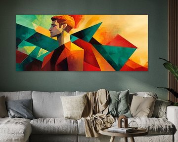 Geometrisches Porträt in lebhaften Farben von Poster Art Shop
