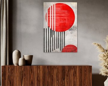 Geometrische Komposition in Rot und Schwarz von Poster Art Shop