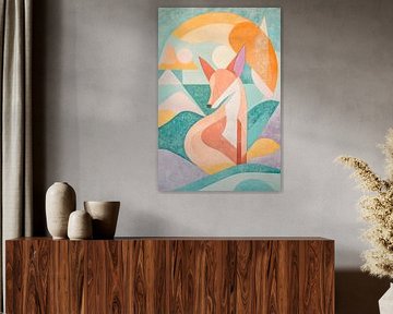 Geometrische vos in zachte kleuren van Poster Art Shop