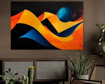 Dynamic shapes in blue and orange by Poster Art Shop