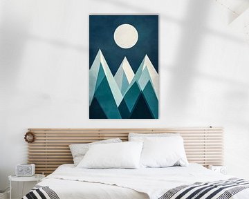 Geometrisch berglandschap in het maanlicht van Poster Art Shop