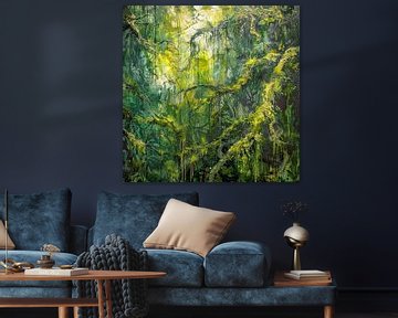 Groene wereld  bos landschap schilderij van Vlindertuin-Art