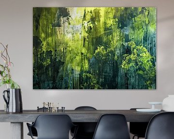 Abstract bos landschap schilderij van Vlindertuin-Art