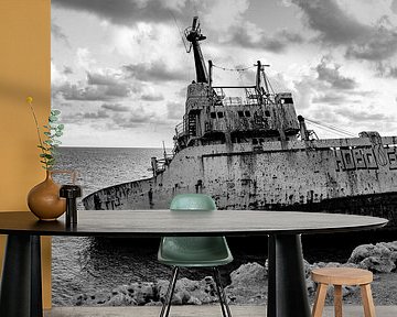 Black-and-white photo EDRO III shipwreck - Maritime beauty in pictures
