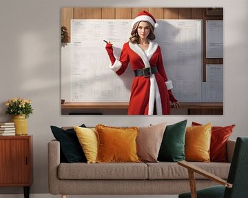 belle fille avec costume du père noël
