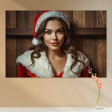 mooi meisje met kerstman kostuum