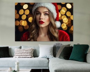 belle fille avec costume du père noël