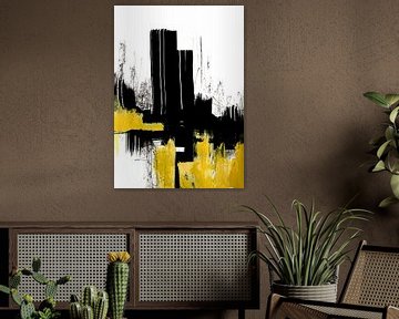 Inkt zwart geel abstract van Ela Szczepaniak