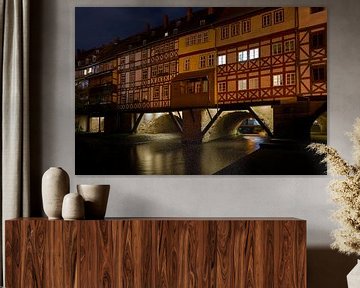Krämerbrücke bij nacht van Heiko Kueverling