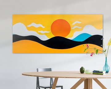 Evening sun over colourful hills by Poster Art Shop