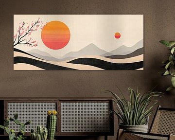 Paysage du soir avec deux soleils sur Poster Art Shop