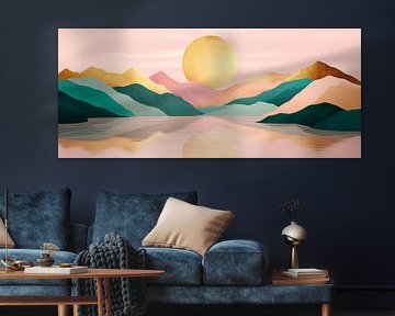 Abendstimmung über bunten Bergen von Poster Art Shop